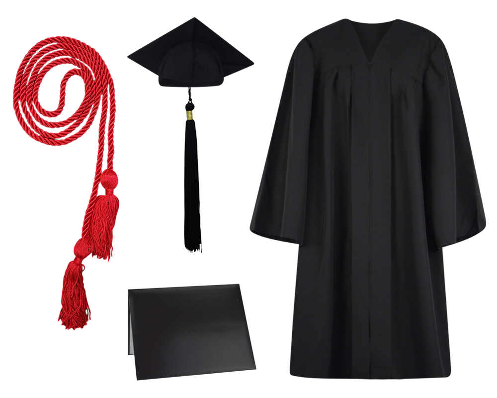 Cap, Gown, Tassel, Honor Cord and Diploma Cover Set : Matte Finish