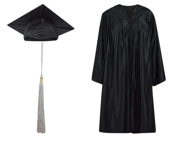 Black Graduation Cap with Orange Tassel