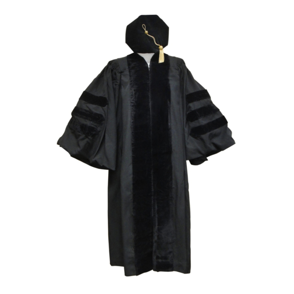Doctoral Gown, Velvet Tam and Metallic Tassel