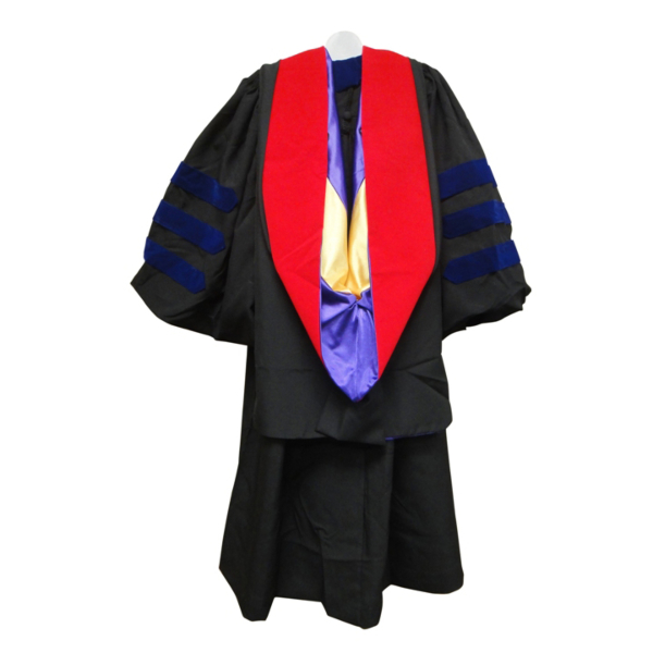 Doctoral Gown, Regular Cap, Tassel and Hood
