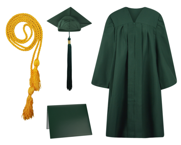 Cap, Gown, Tassel, Honor Cord and Diploma Cover Set : Matte Finish