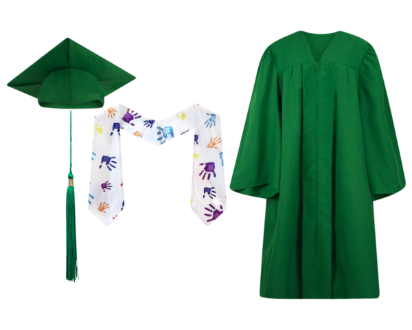 Pre-K / Kindergarten Cap, Gown, Tassel and Stole Set : Matte Finish