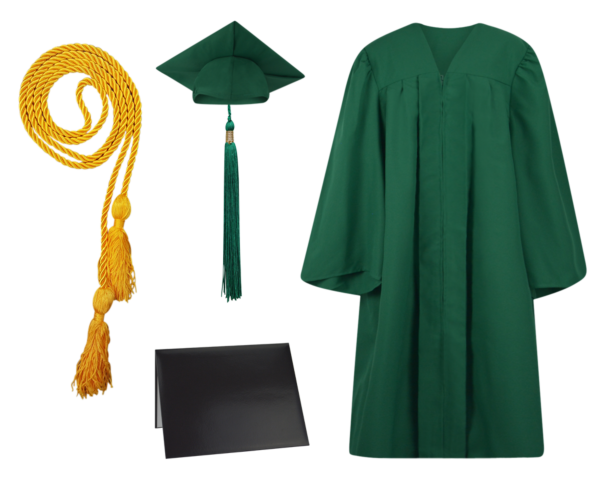 Cap, Gown, Tassel, Honor Cord and Diploma Cover Set : Matte Finish