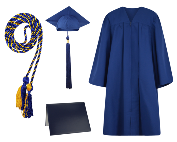 Cap, Gown, Tassel, Honor Cord and Diploma Cover Set : Matte Finish