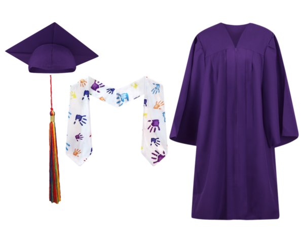 Pre-K / Kindergarten Cap, Gown, Tassel and Stole Set : Matte Finish