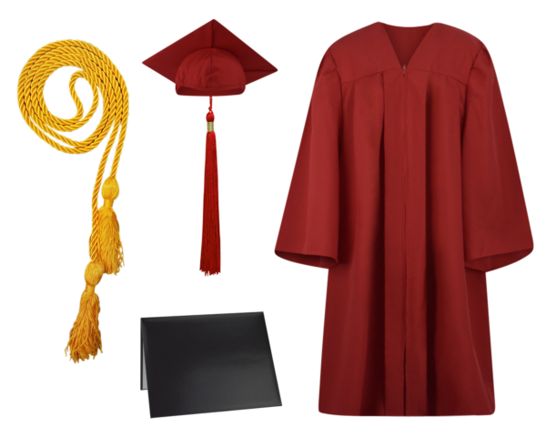 Cap, Gown, Tassel, Honor Cord and Diploma Cover Set : Matte Finish