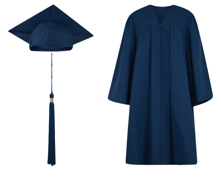 Matte White Graduation Cap Gown and Tassel