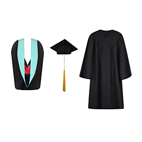 Bachelors Cap, Gown, Tassel and Hood Set