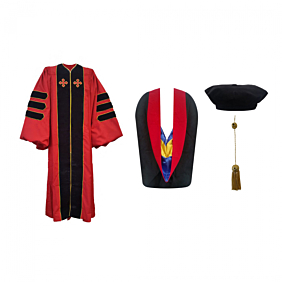 Custom Doctoral Gown, Velvet Tam, Metallic Tassel and Hood