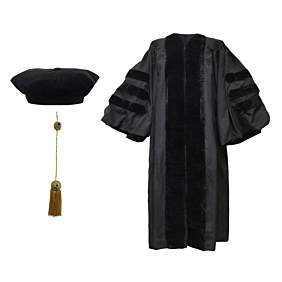 Doctoral Gown, Velvet Tam and Metallic Tassel
