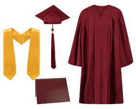 Cap, Gown, Tassel, Stole and Diploma Cover Set : Matte Finish