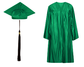 Cap, Gown and Tassel Set : Shiny Finish