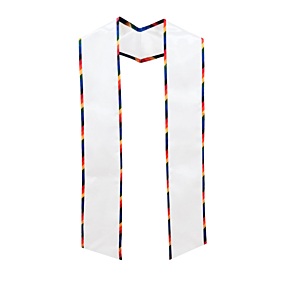 White Stole with Rainbow Trim