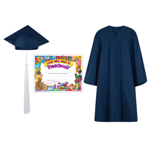 Pre-K / Kindergarten Cap, Gown, Tassel and Diploma Certificate Set : Matte Finish
