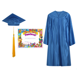Pre-K / Kindergarten Cap, Gown, Tassel and Diploma Certificate Set : Shiny Finish