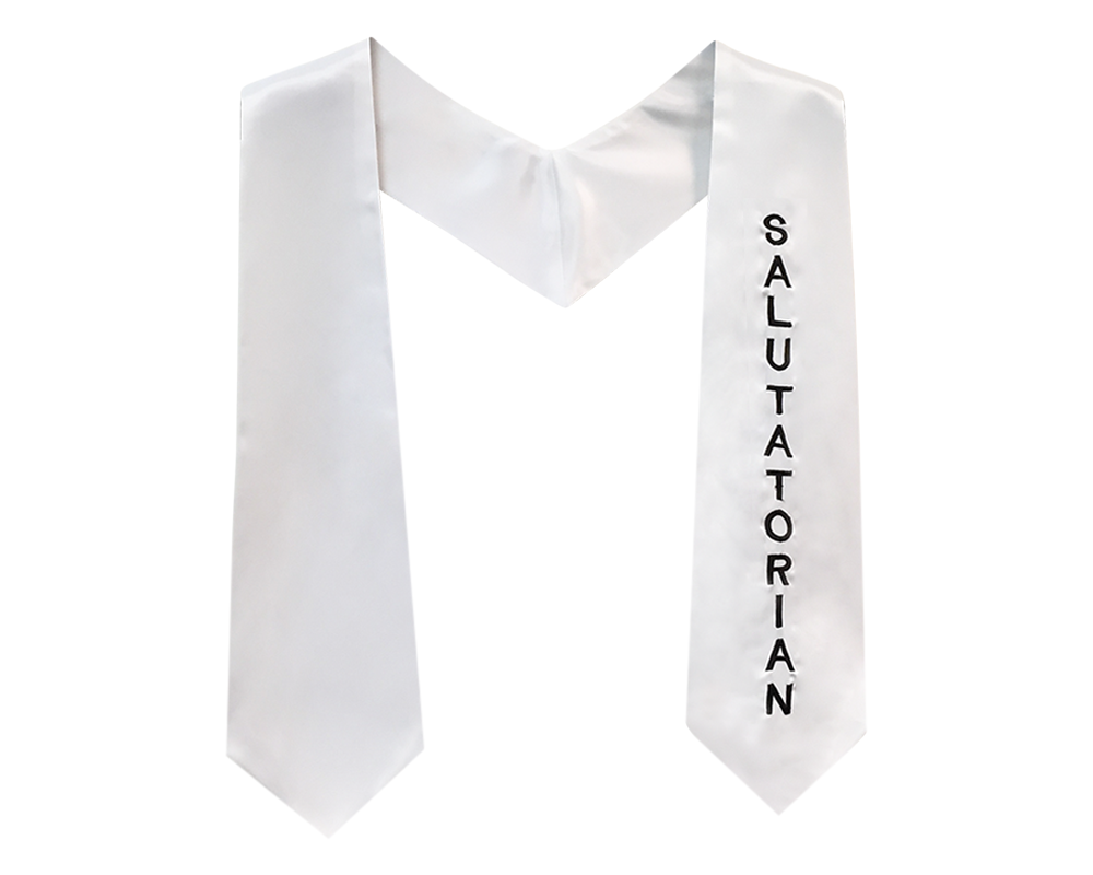 White Stole with Black Embroidery