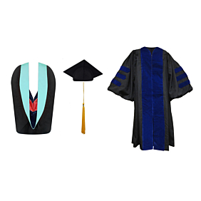 Doctoral Gown, Regular Cap, Tassel and Hood