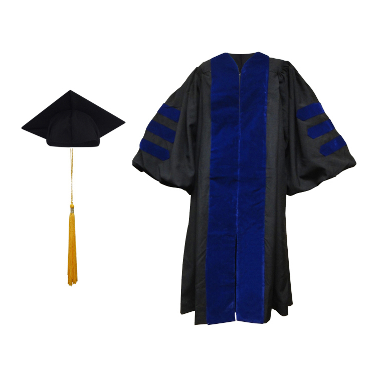 Doctoral Gown with Velvet Stripes Different colors and sizes available 